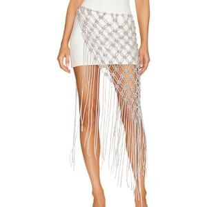 GIUSEPPE DI MORABITO Fringe Skirt in Silver NWT Size ALL Sizes
